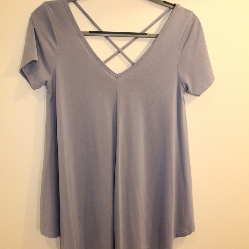 Blue Top with Open Back X Detail